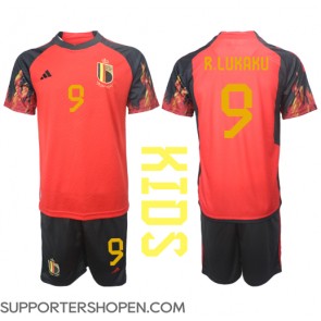 Belgien Romelu Lukaku #9 Hemmatröja Barn VM 2022 Kortärmad (+ korta byxor)